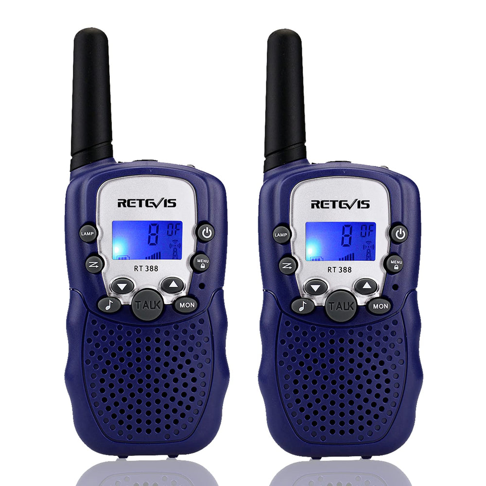 Retevis RT388 dark blue kids walkie talkies with backlit LCD display