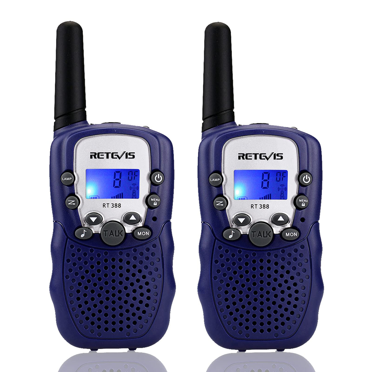 Retevis RT388 dark blue kids walkie talkies with backlit LCD display