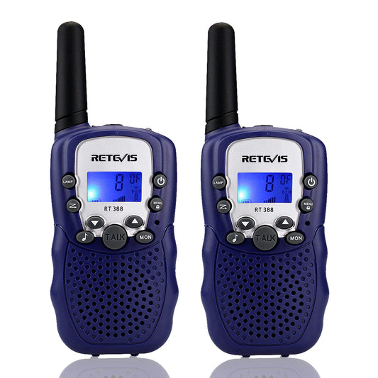 Retevis RT388 dark blue kids walkie talkies with backlit LCD display