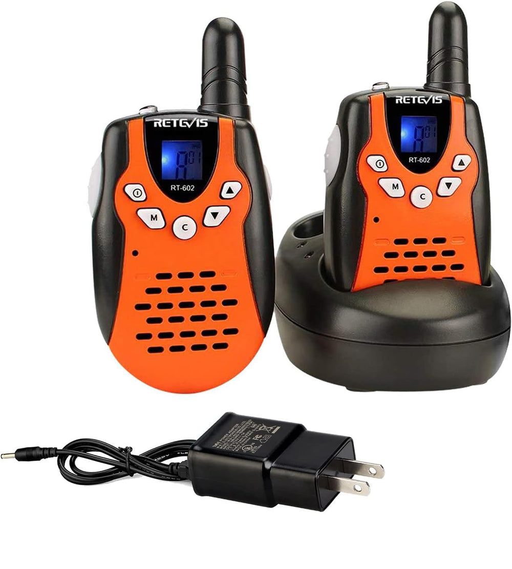 Retevis RT602 orange kid walkie talkie pair for safe family communication during outings.