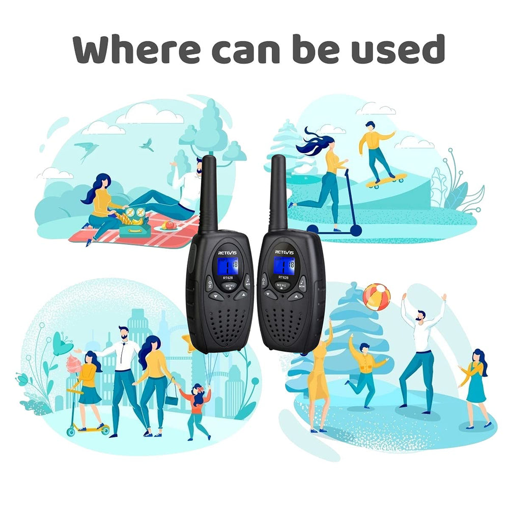 Retevis RT628 siblings using walkie talkies during group play