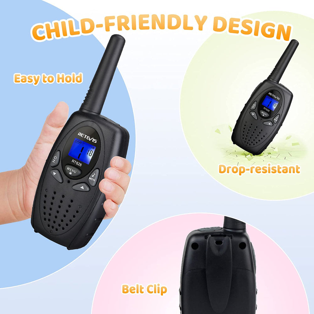 Retevis RT628 child holding a walkie talkie ready for play