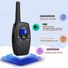 Retevis RT628 kid's walkie talkie back view showing compact design