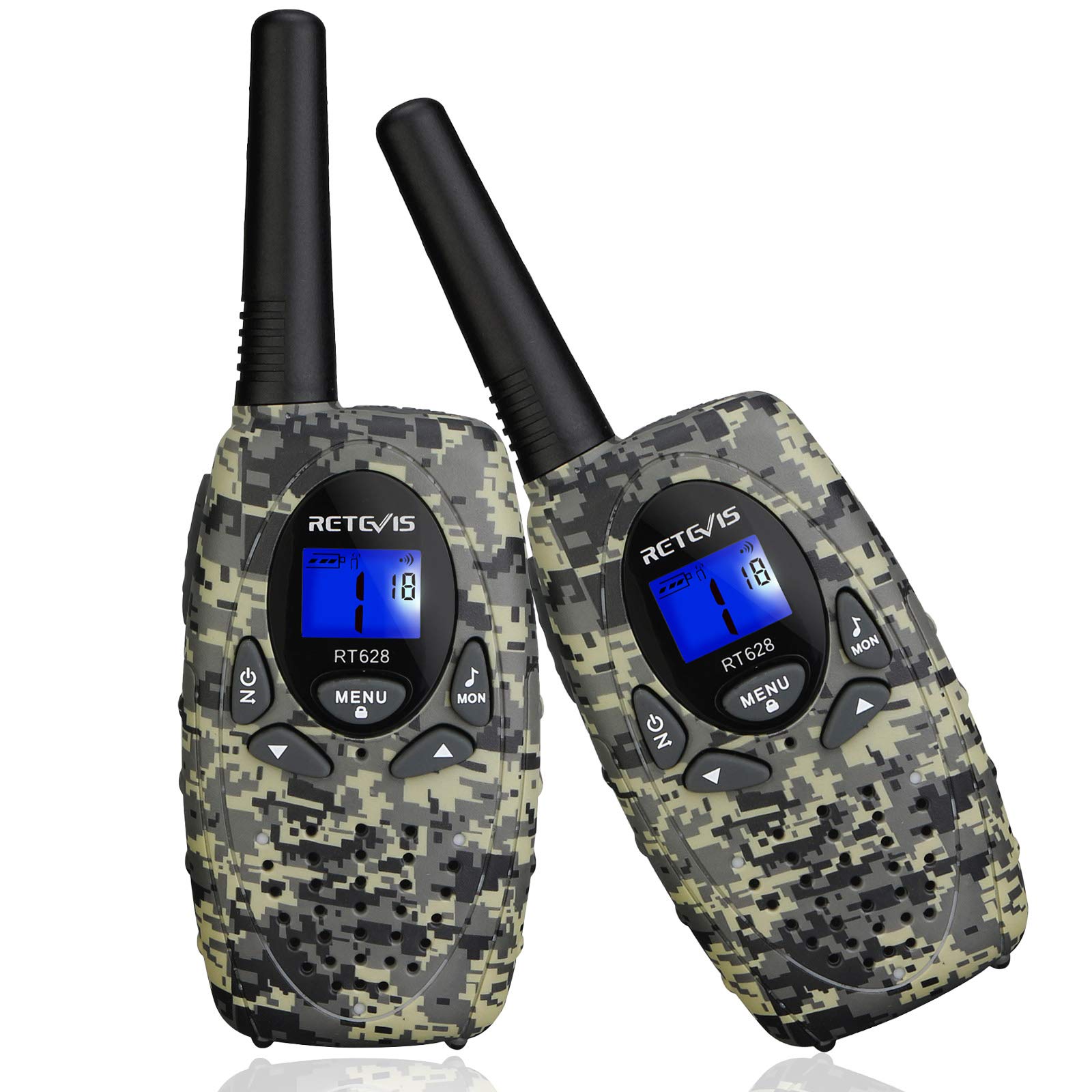 Retevis RT628 camo kids walkie talkies, 2-pack for outdoor play