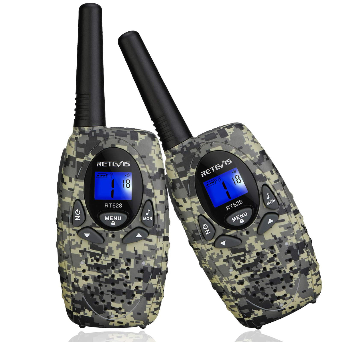 Retevis RT628 camo kids walkie talkies, 2-pack for outdoor play