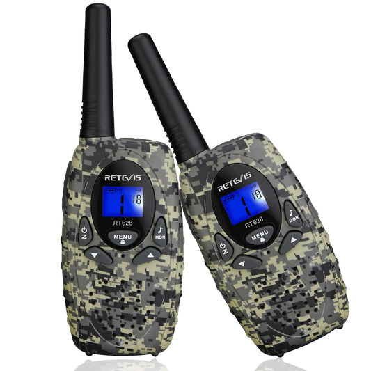 Retevis RT628 camo kids walkie talkies, 2-pack for outdoor play