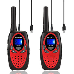 Retevis RT628 red walkie talkie with backlit display for easy use in low light