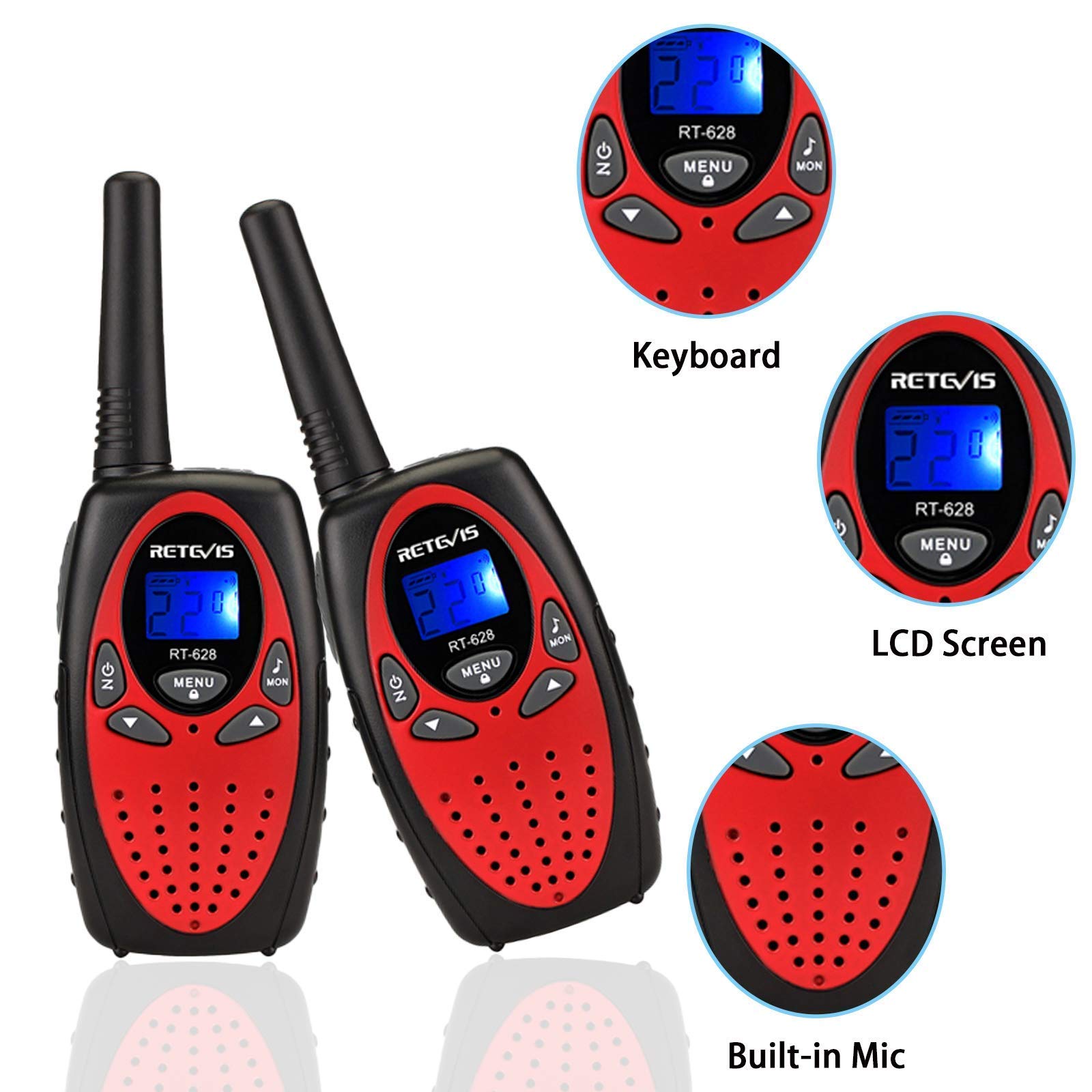Retevis RT628 red with belt clip for secure outdoor use