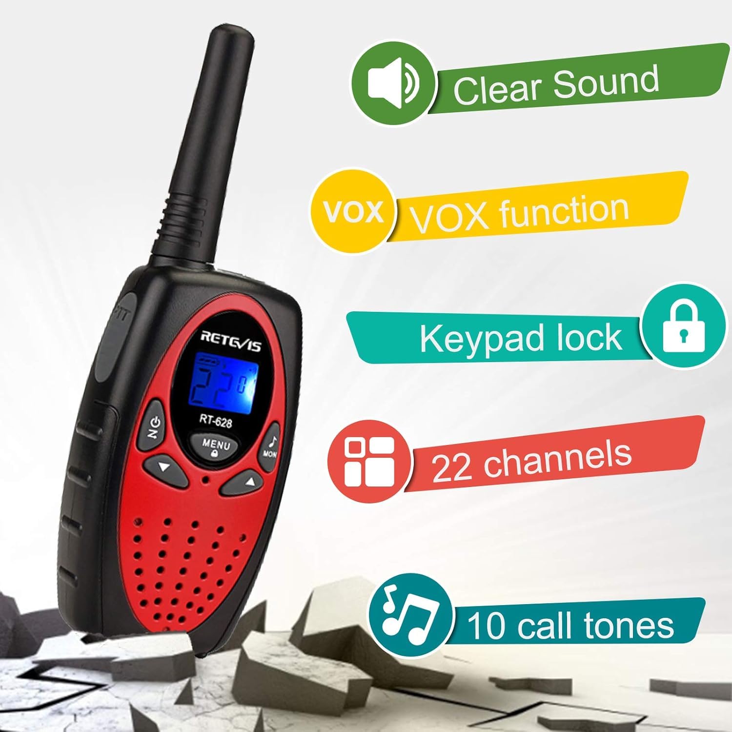 Retevis RT628 red suitable for indoor and outdoor use with reliable range