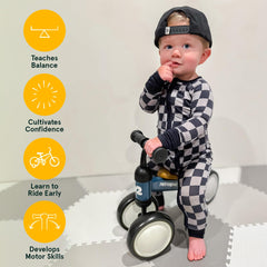 Retrospec Cricket beside a young child to show scale and appropriate toddler fit