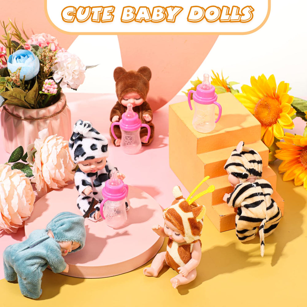 Retrowavy mini baby doll in brown bear clothes evokes comforting, gentle play