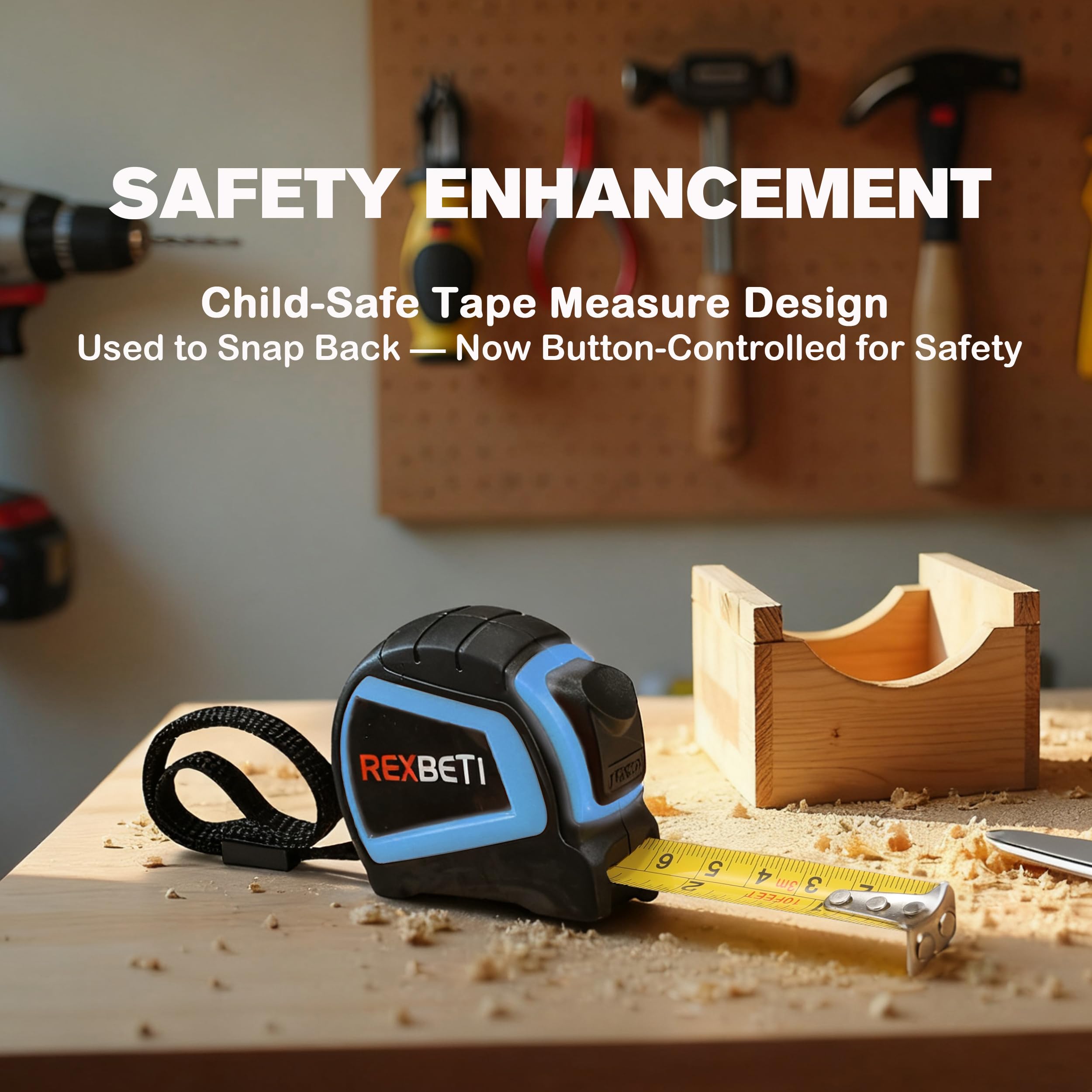 REXBETI carbon steel tools with soft rubber handles for comfortable grip.