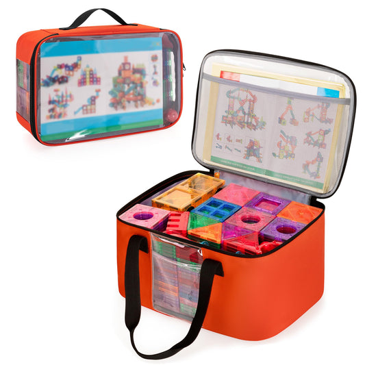 Rexmica large open-top bag for easy sorting of magnetic tiles.