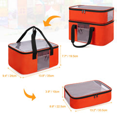 Rexmica medium open-top bag for compact toy storage on trips.