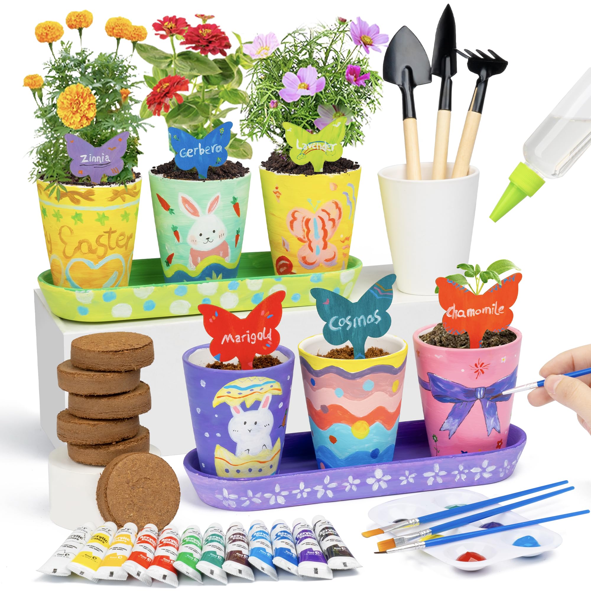 RGBDOT Kids Gardening Set pots for little hands inspire creative painting and personal keepsakes.