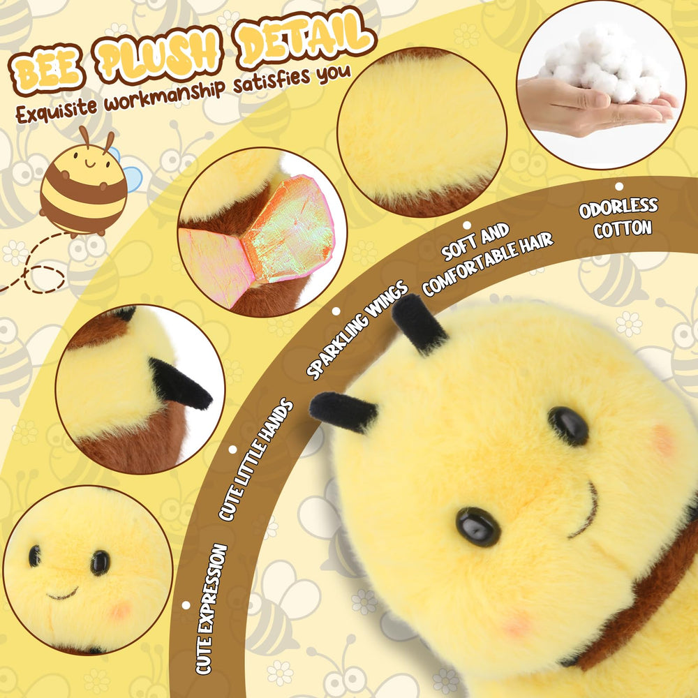 RHHSSE Chubby Smiling Bee Plush fabric texture invites cozy cuddling and comfort at night.