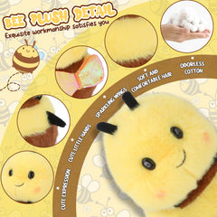RHHSSE Chubby Smiling Bee Plush fabric texture invites cozy cuddling and comfort at night.