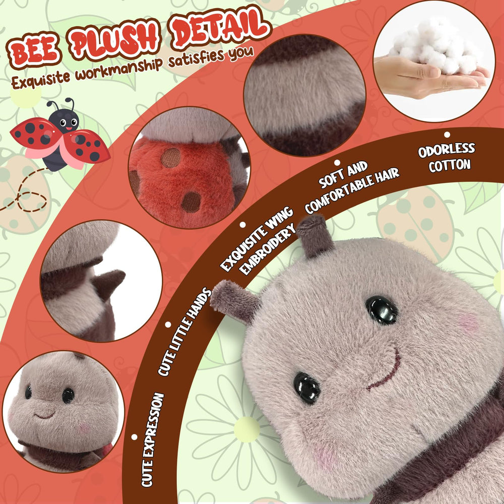 RHHSSE smiling ladybug plush on bed adds cute mood-boosting decor.