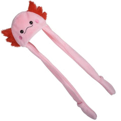 Rhode Island Novelty Axolotl Plush Hoodie Scarf Hat pink adds playful warmth for chilly days