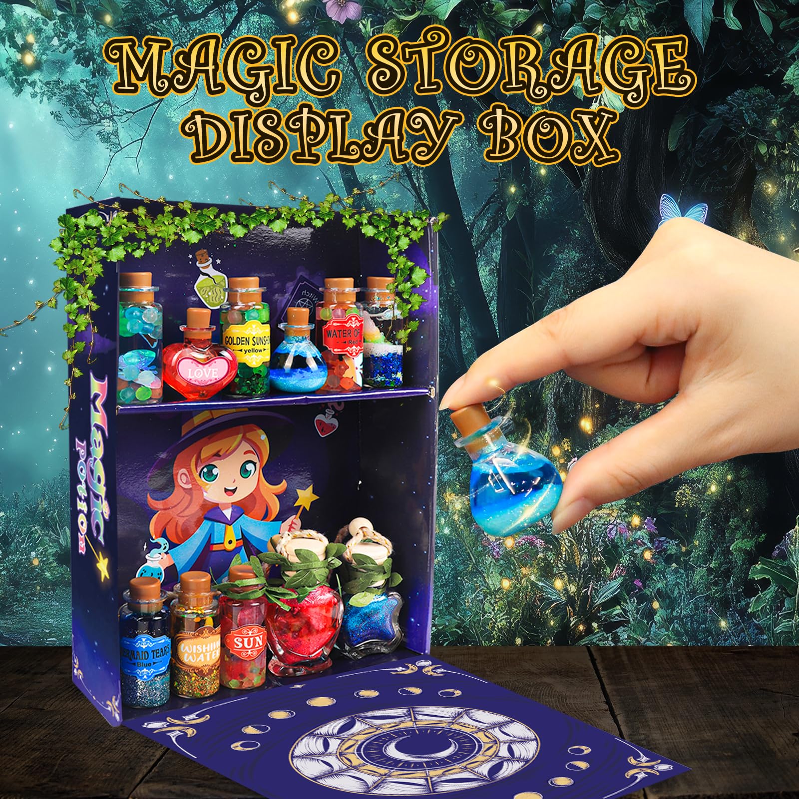 Rhybor magic wand and stardust glitter add sparkle to concoctions.