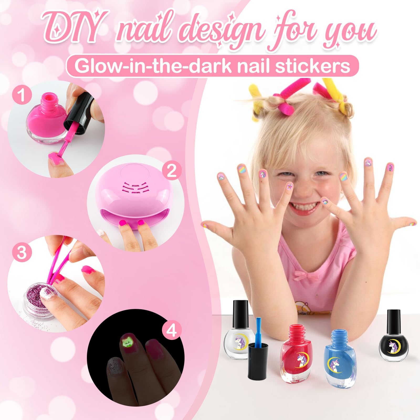 Rhybor makeup brushes and tools kit for kid-safe application and practice.