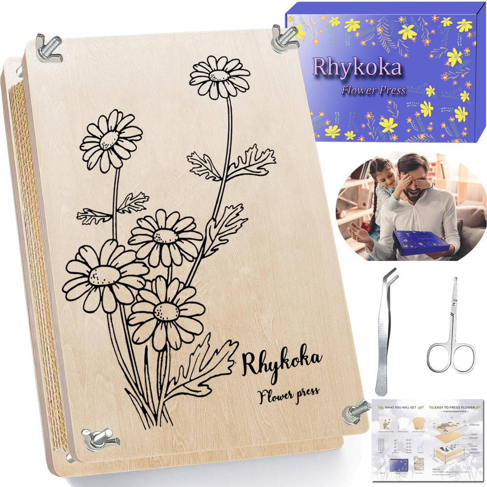 Rhykoka large flower press highlights roomy frame for drying full blooms and leaves