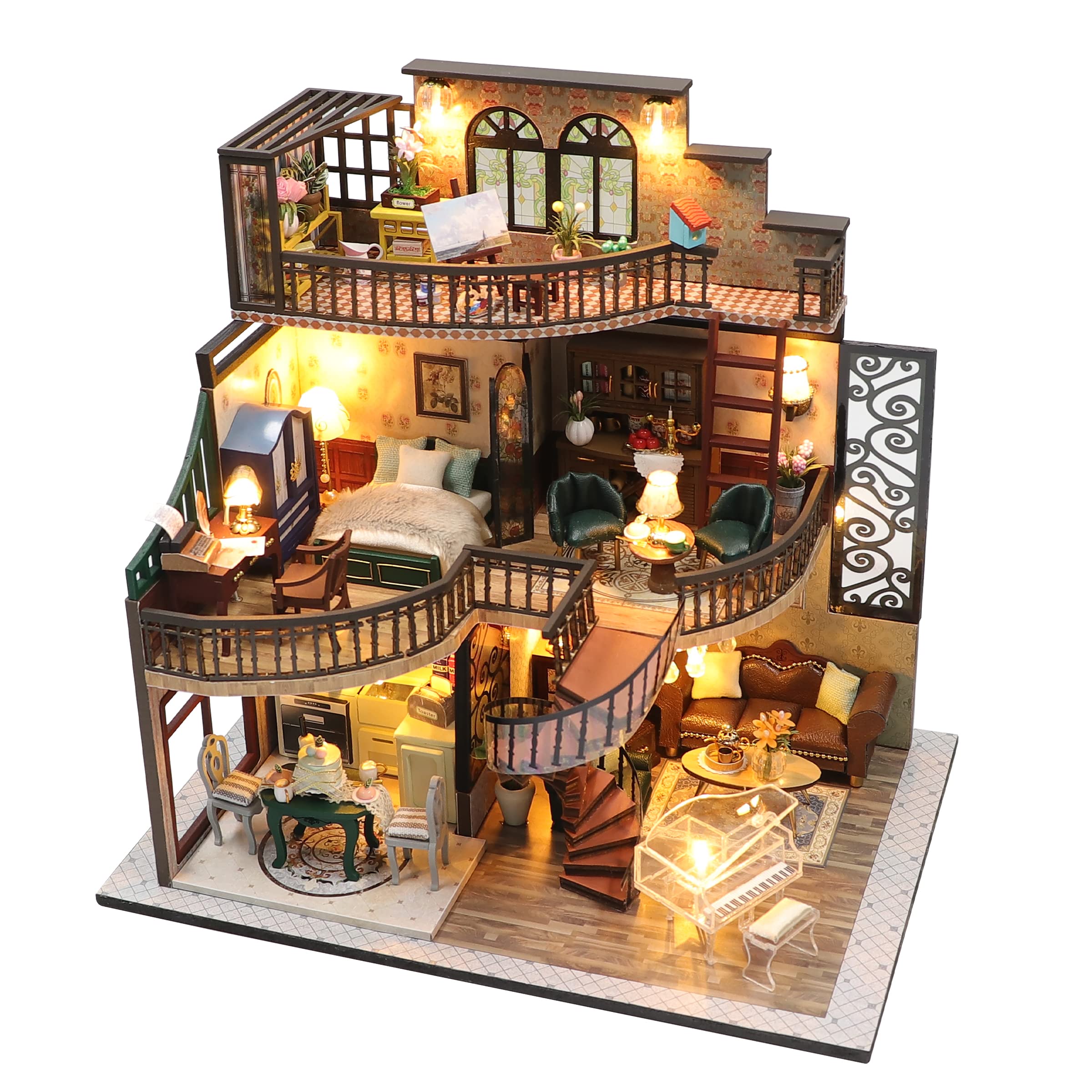 RHZN Miniature House Kit exterior view highlights Victorian facade for display