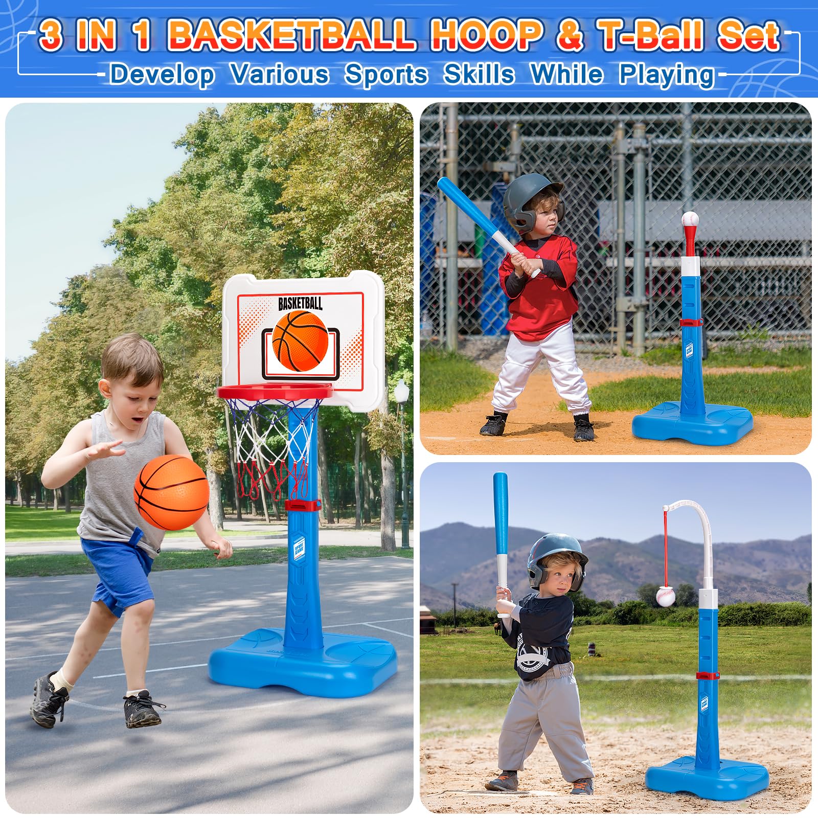 RIANEAN adjustable hoop height demonstrates growth-friendly design for toddlers.
