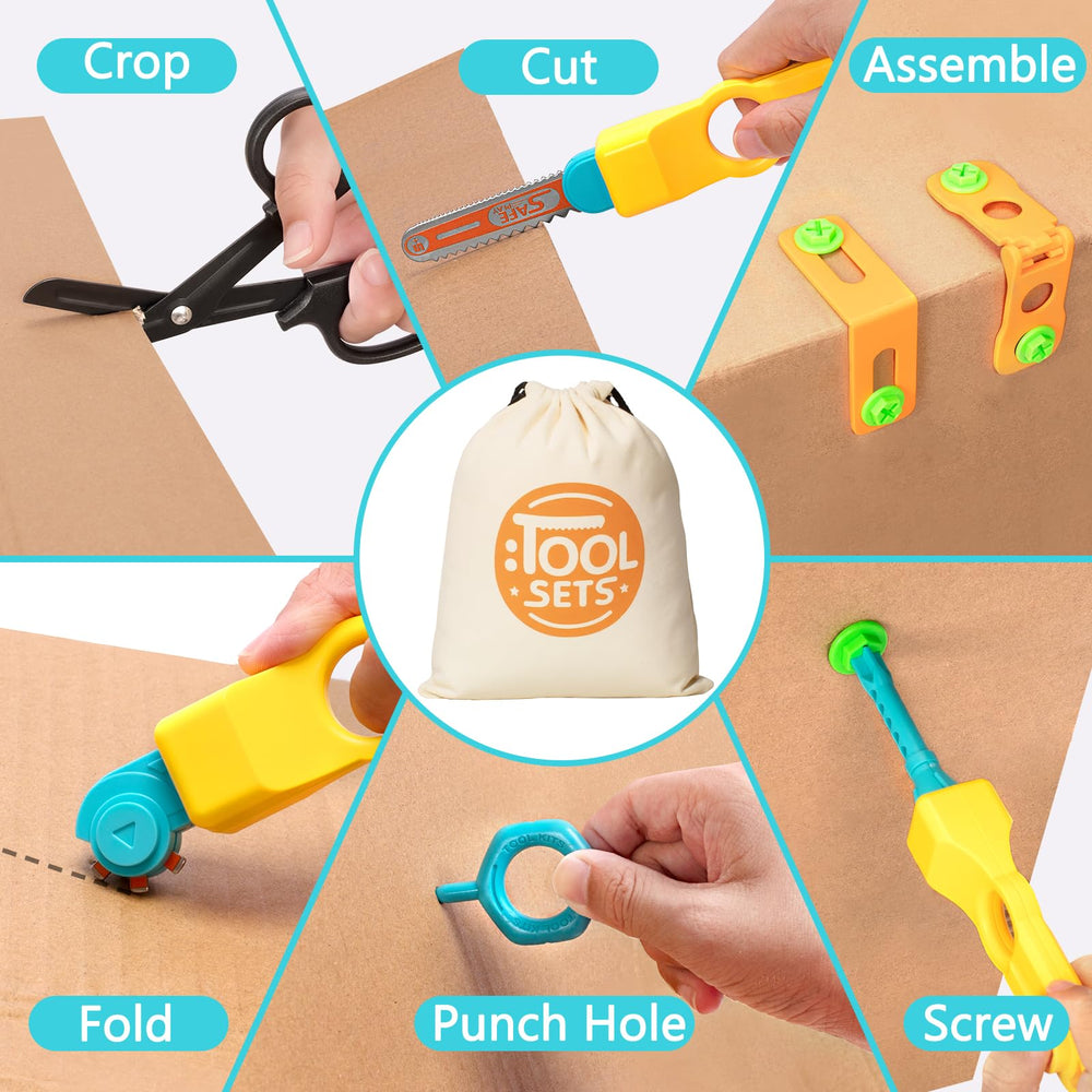 Storage bag keeps tools and parts organized for easy crafting sessions.