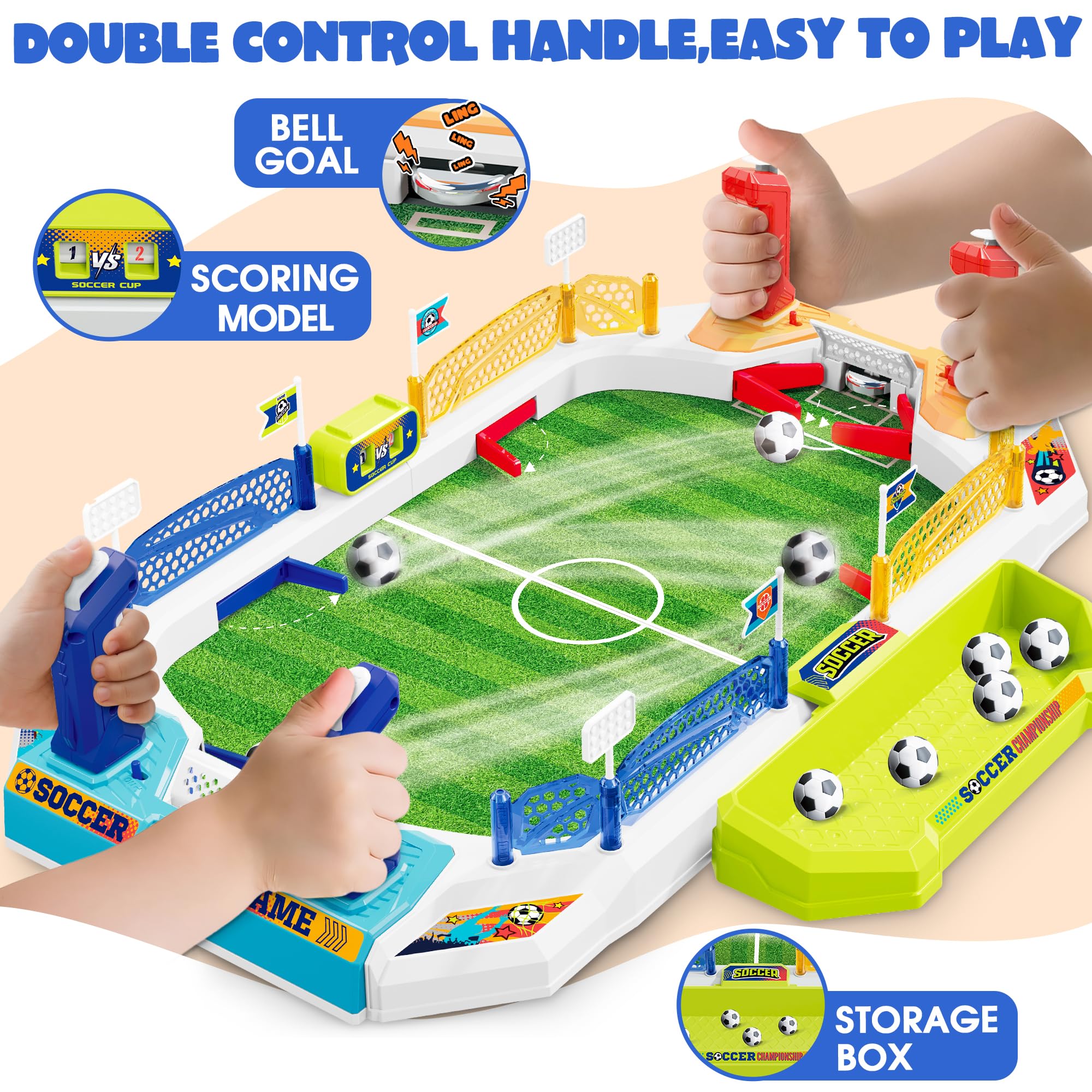RIANEAN mini soccer board game in action during a fast-paced round.