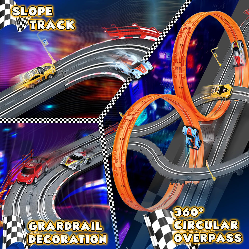RIANEAN slot car track 4 high-speed cars delivers fast, immersive racing action.