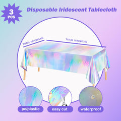 Ricawa disposable iridescent tablecloth wide shot protecting surfaces with shimmer
