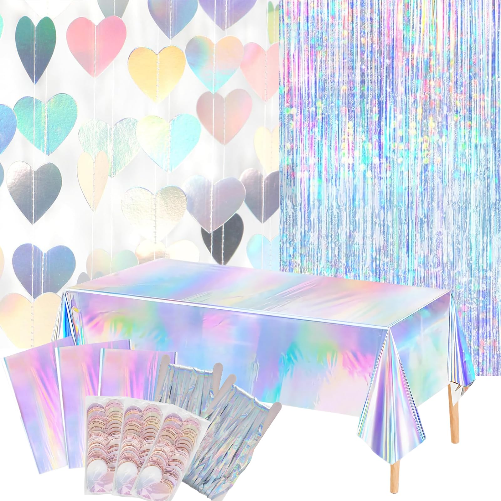 Ricawa love-heart garland banner 13 ft shimmering backdrop for walls