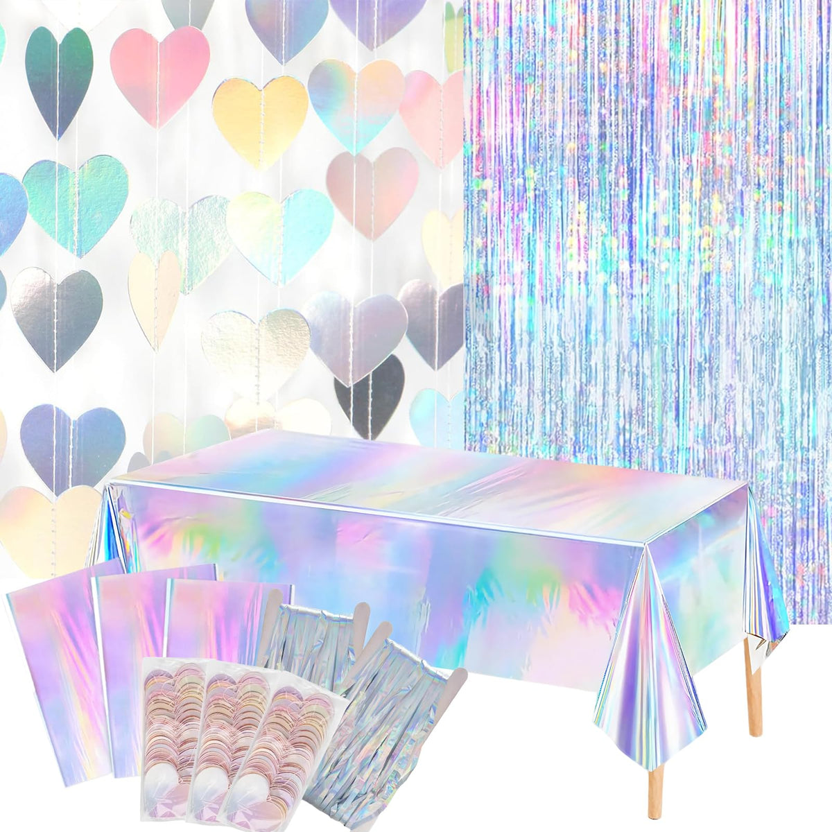 Ricawa love-heart garland banner 13 ft shimmering backdrop for walls