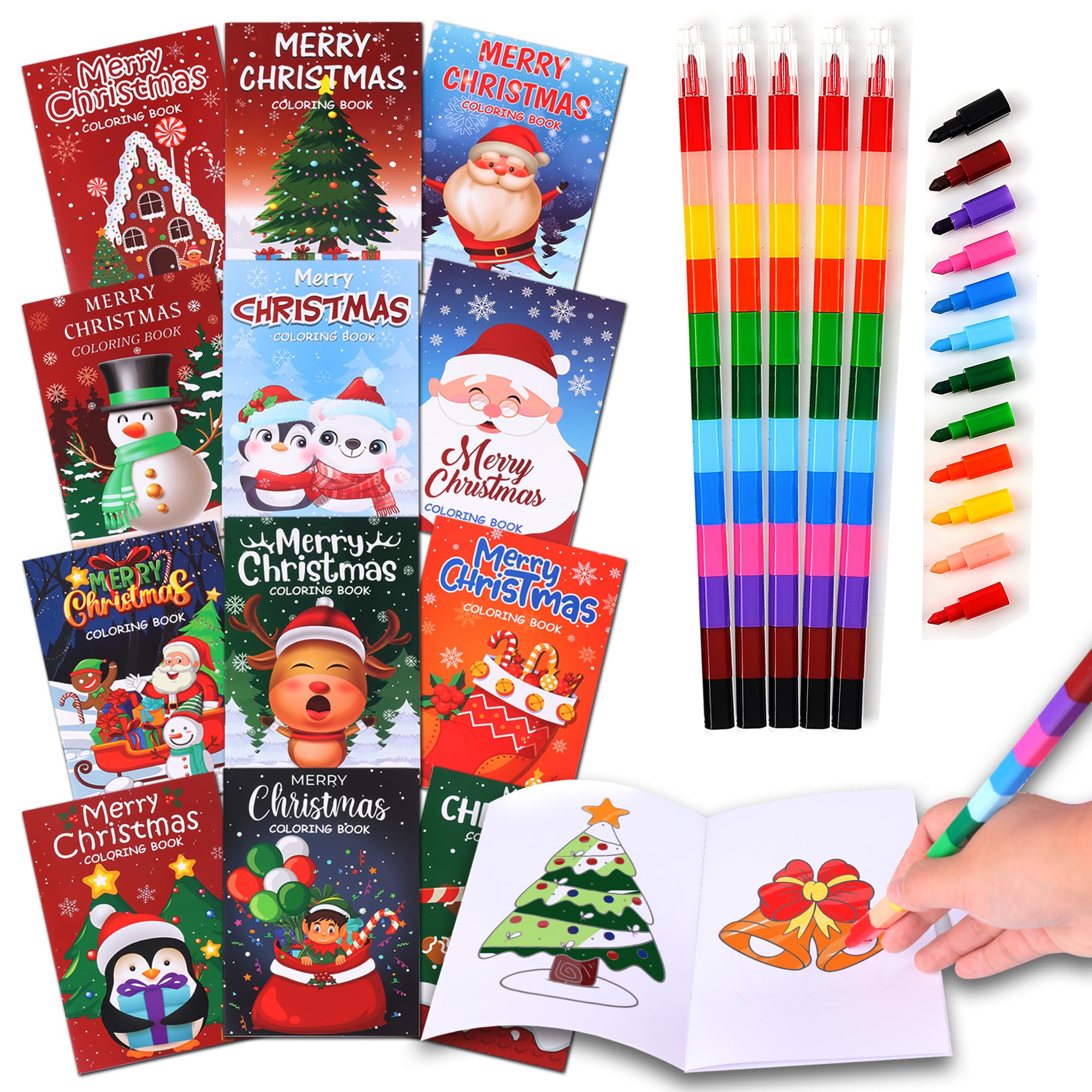 Riccioney Christmas coloring book set cover invites festive creativity for kids.