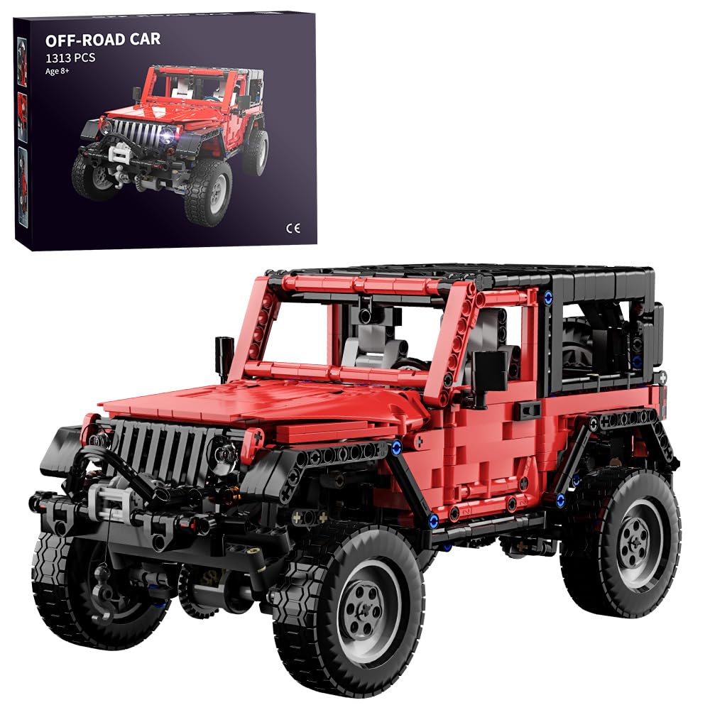 RiceBlock off-road jeep front view with bold red finish for display.