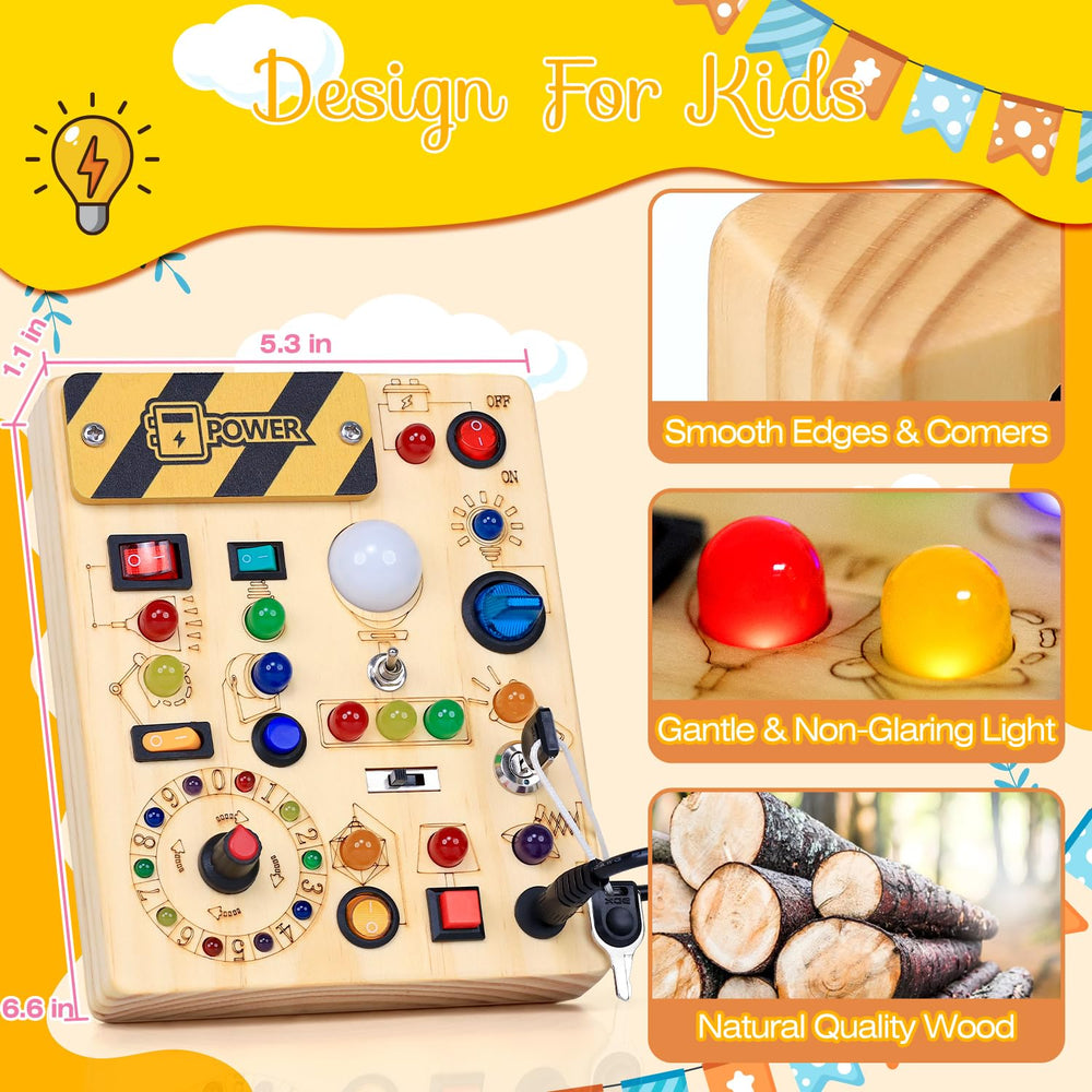 RichBoy Busy Board activities panels: hands-on exploration without screens.
