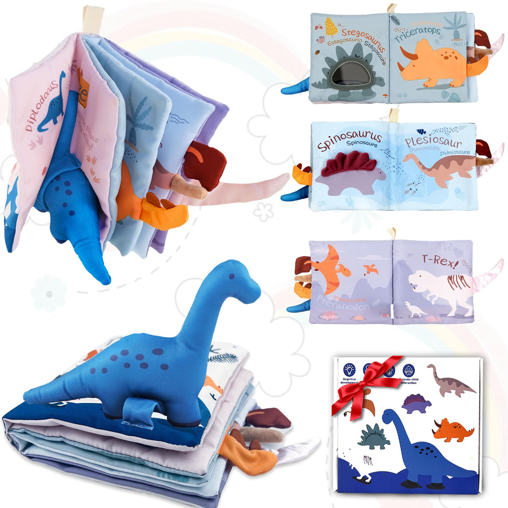 Richgv baby book with dino doll cover boosts tactile exploration for newborns.