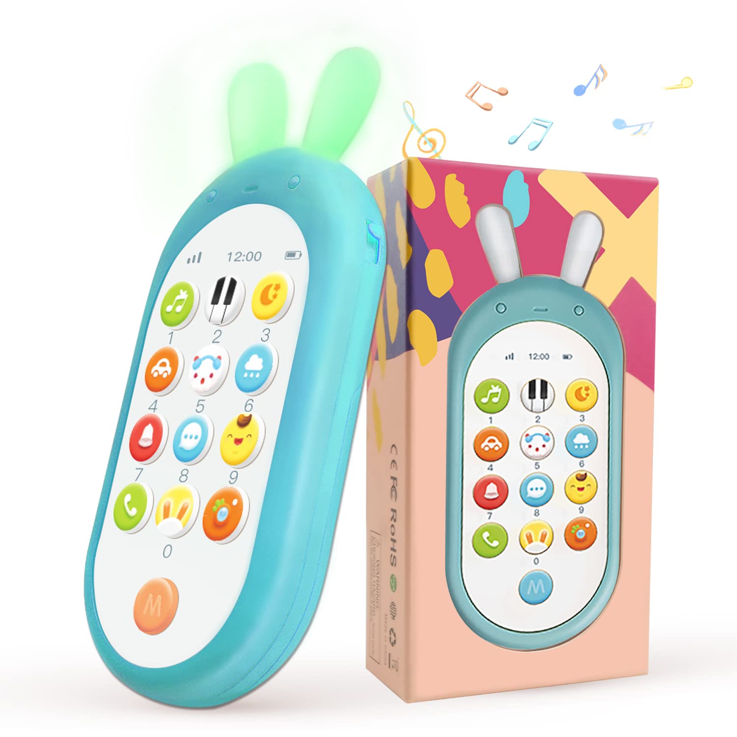 Richgv baby phone with 12 learning modes and colorful buttons for early learning.