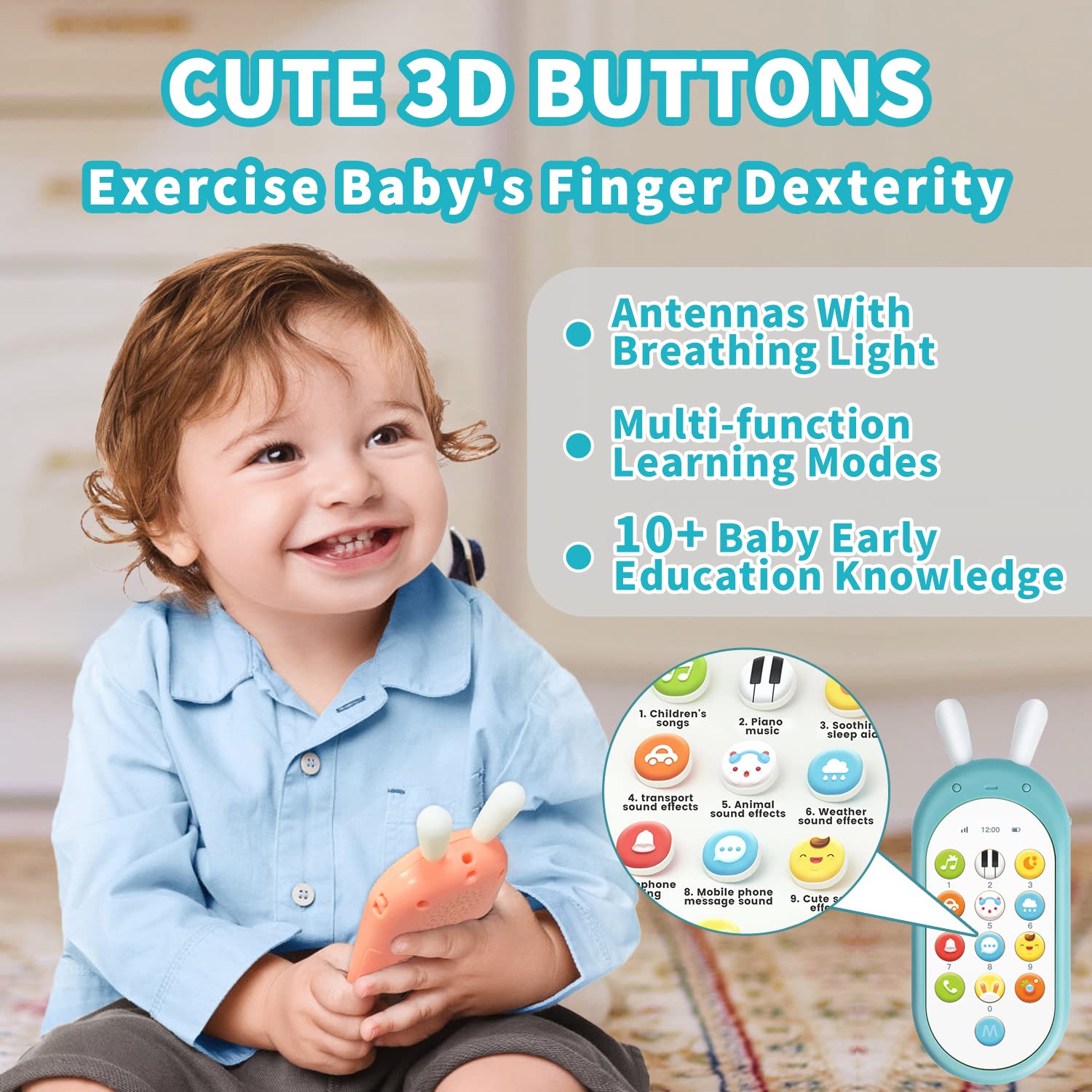 Richgv teething antennas glow in four colors for soothing sensory play.