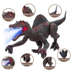 Richgv Spinosaurus sprays mist and roars with blue-lit mouth