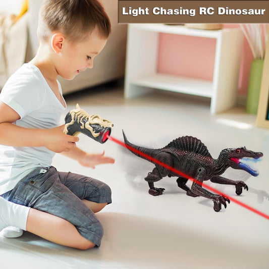 Richgv remote-controlled Spinosaurus guiding the toy across the room