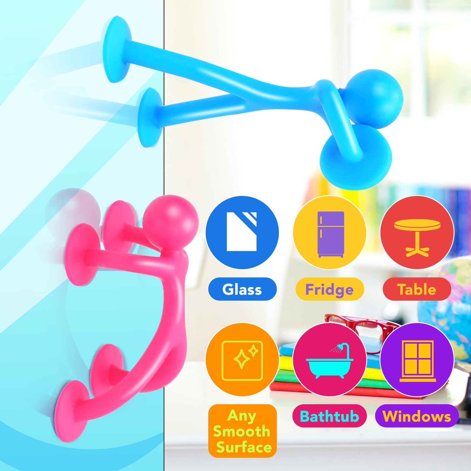 Richtim suction cup people toy colors and texture provide engaging sensory feedback.