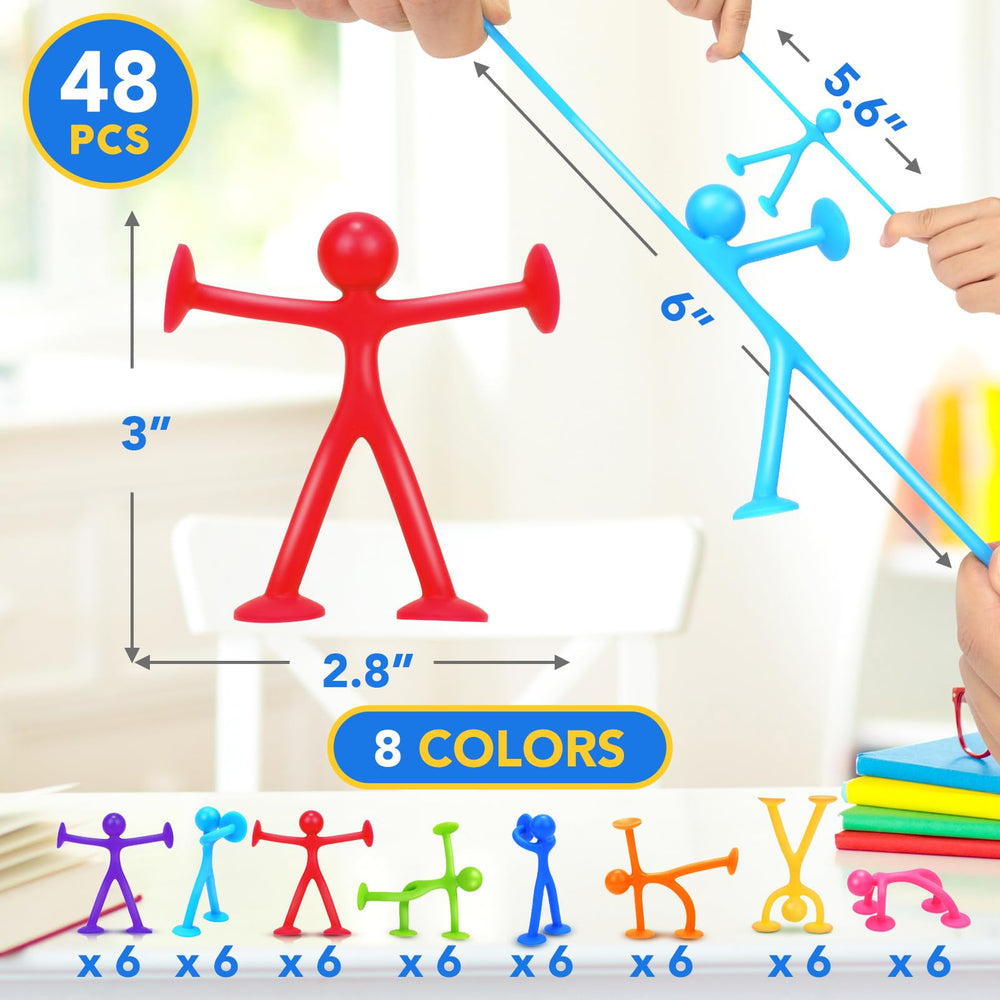 Richtim suction cup people toy on a desk for calming focus and tactile exploration.