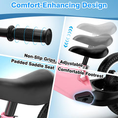 Ridego 12-Inch Balance Bike rest footrest offers comfortable balance practice for beginners.