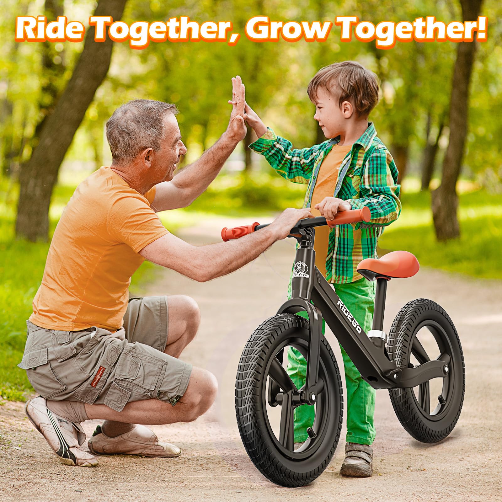 Ridego 14inch balance bike lightweight frame makes it easy for parents to carry.