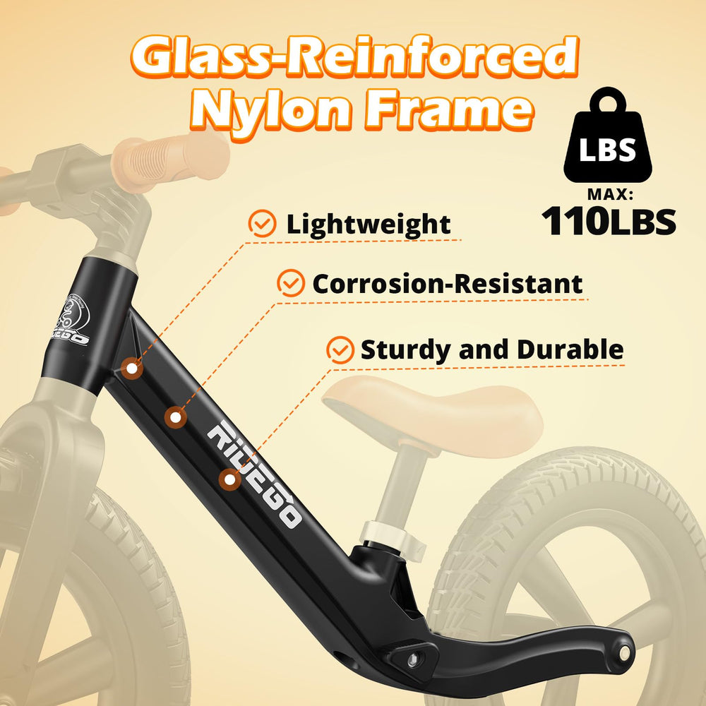 Ridego 14inch balance bike seat adjustment demonstrates growing riding height.