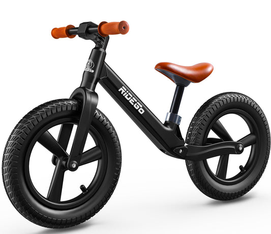 Ridego 14inch balance bike side view shows lightweight handling for young riders.