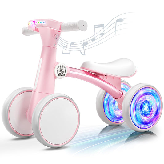 Ridego colorful lighting baby balance bike front view with glow wheels for visibility