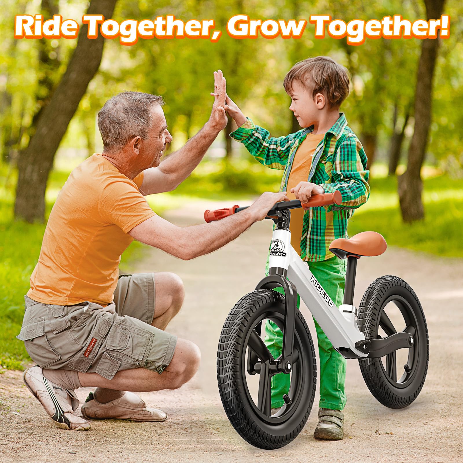 Ridego non-slip handlebars improve grip for better control.